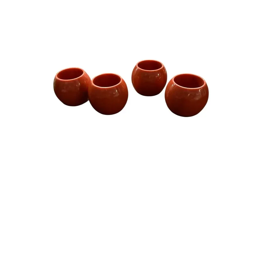 Vintage Bakelite Napkin Rings Set of 4 Orange Red Chunky Mid Century Modern